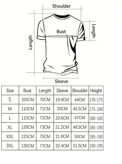 Retro Men'S T-Shirt 3d Printed Clothing Daily Casual Short Sleeve Designer Tees Top Round Neck Loose Oversized Shirt Punk Style