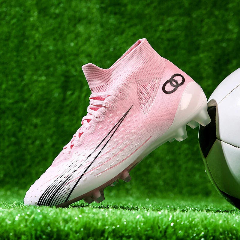 New Men Soccer Shoes Long Spikes Ultralight Football Boots Breathable Sneakers Indoor Match Cleats Training Drop Shipping