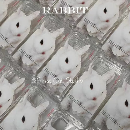 Cute Hazy Rabbit Korean INS Cartoon Phone Case For IPhone 16 15 14 13 12 11 Pro Max XR XS Max 7 8 Plus Kawaii Cover Case Funda