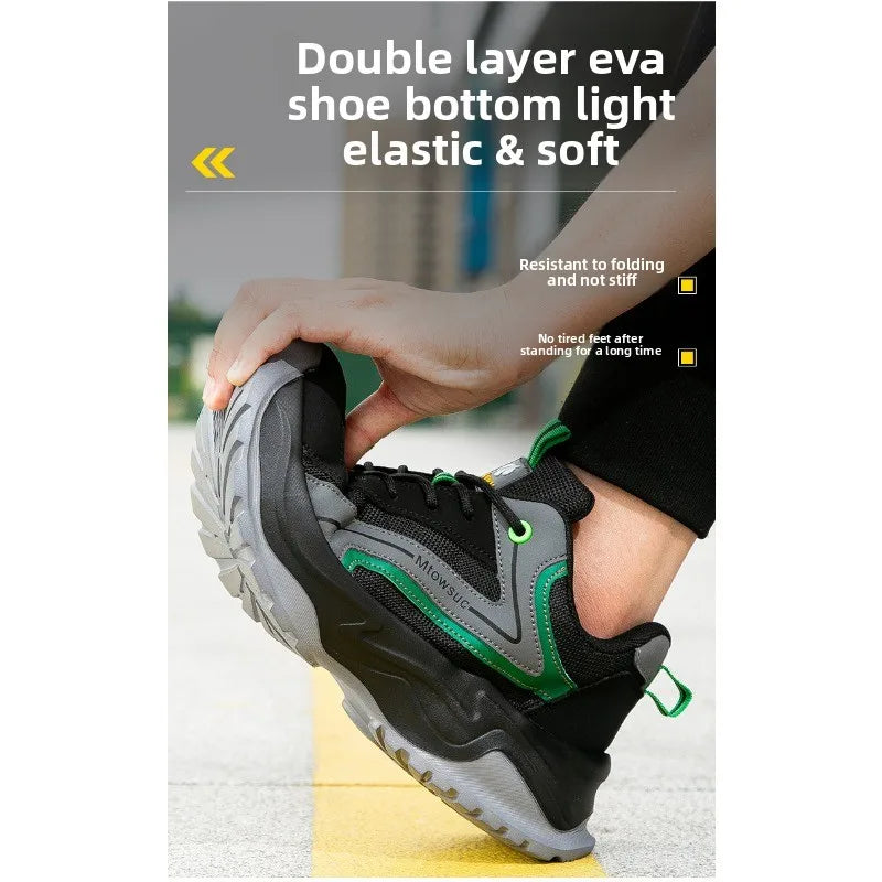 Men's Labor Protection Shoes Anti-Smashing Anti-Piercing Lightweight Breathable Wear-Resistant Safe Work Shoes