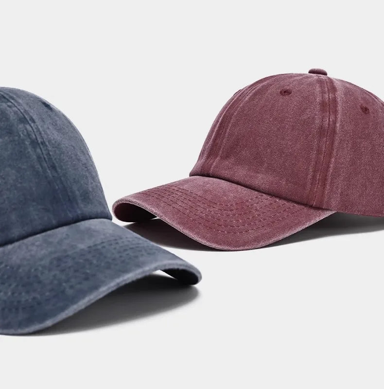 Hat Men's Washed Coated Baseball Cap Color Tile Korean Version Simple Dome Cap Solid Color Sports Sun Hat