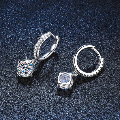 0.5ct 1ct S925 Sterling Silver Moissanite Drop Earrings Trendy Luxury Designer Earing for Women Gift With Certificate