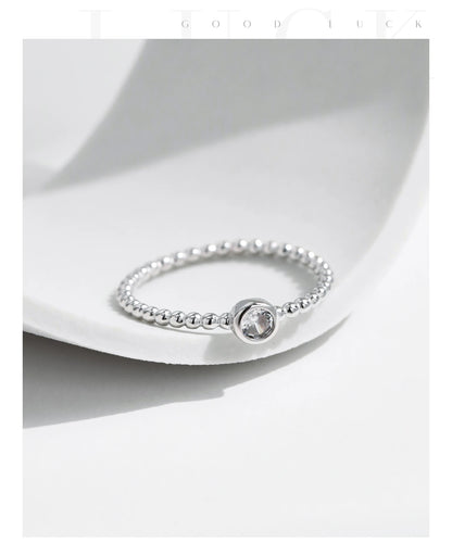 Bezel Setting Moissanite Ring 925 Sterling Silver Beads Trendy Stackable Finger Rings For Women Lab Diamond Jewelry