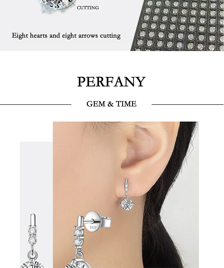 0.5/1CT Moissanite Drop Earring Women S925 Pure Silver Four Claw Laboratory Diamond Fashion Luxury Wedding Jewelry