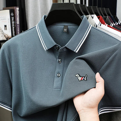100% pure cotton summer new men's trendy shortsleeved luxury customized business casual polo shirt designer brand badge T-shirt