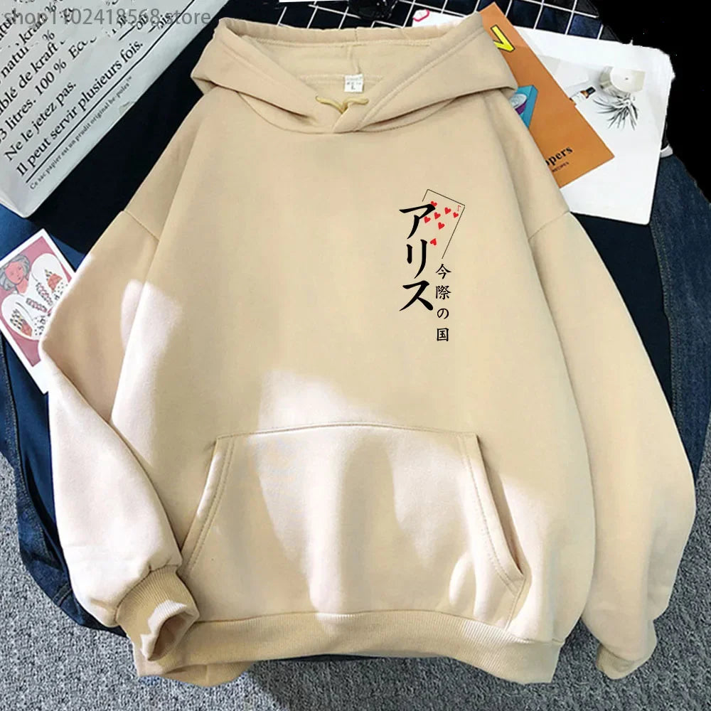 Arisu Seven of Heart Hoodie Anime Alice In Borderland Sweatshirt Spring/Autumn Winter Clothes Harajuku Pullover Men Graphic Tops