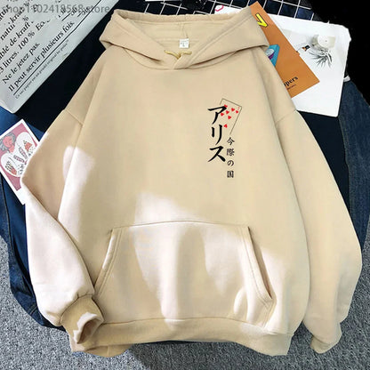 Arisu Seven of Heart Hoodie Anime Alice In Borderland Sweatshirt Spring/Autumn Winter Clothes Harajuku Pullover Men Graphic Tops