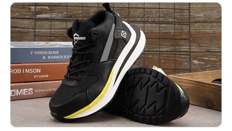 Soft-soled non-slip safety shoes four seasons models men's anti-smash anti-puncture steel head safety shoes new models