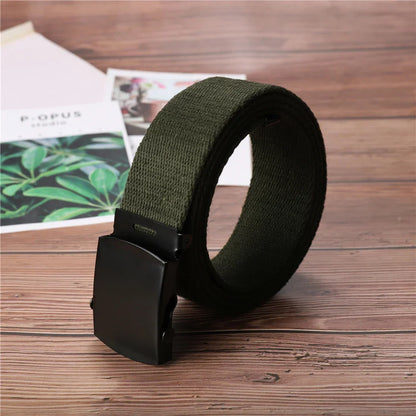 New Unisex Automatic Buckle Fashion Nylon Belt Classic Popular Casual Light Practical Woven Smooth Women Men Canvas Belt 3.8cm
