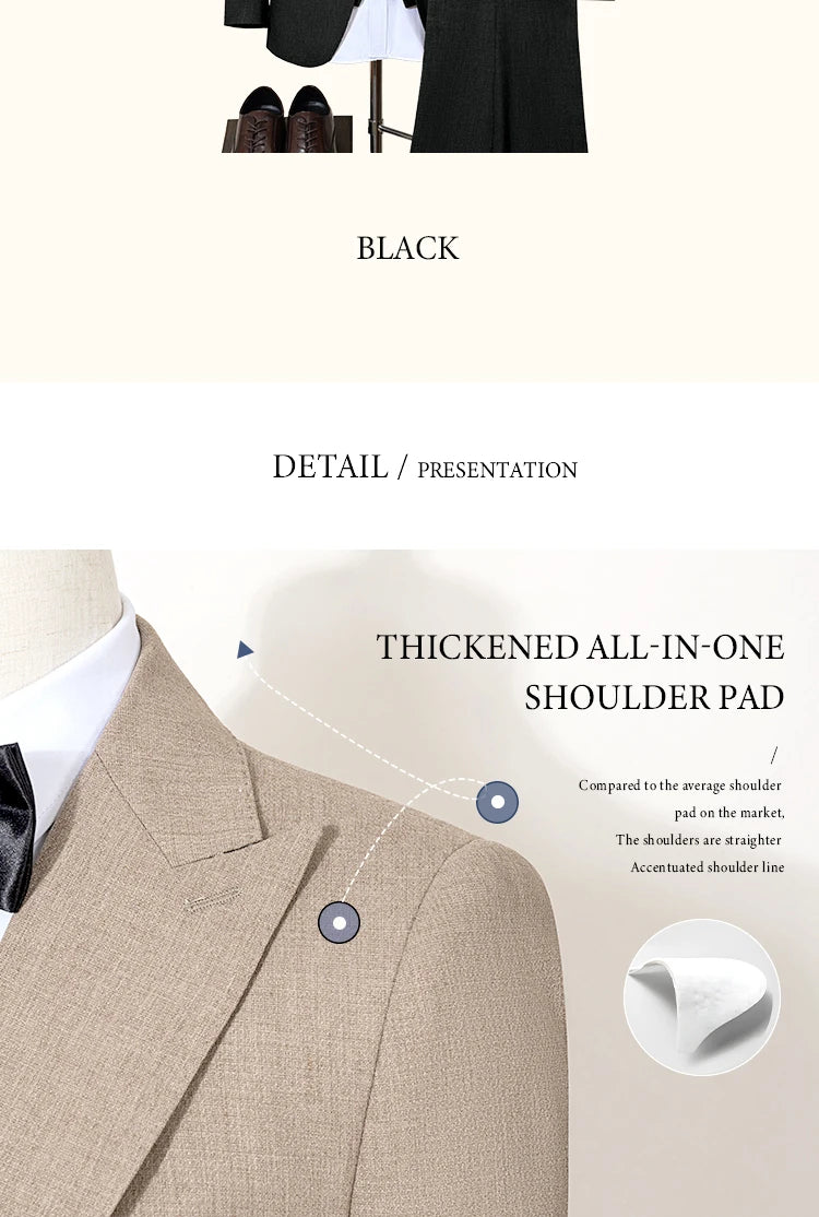 Novo terno masculino de 2 botões, design moderno azul, blazer de escritório, traje masculino de luxo, acabamento com miçangas na borda
