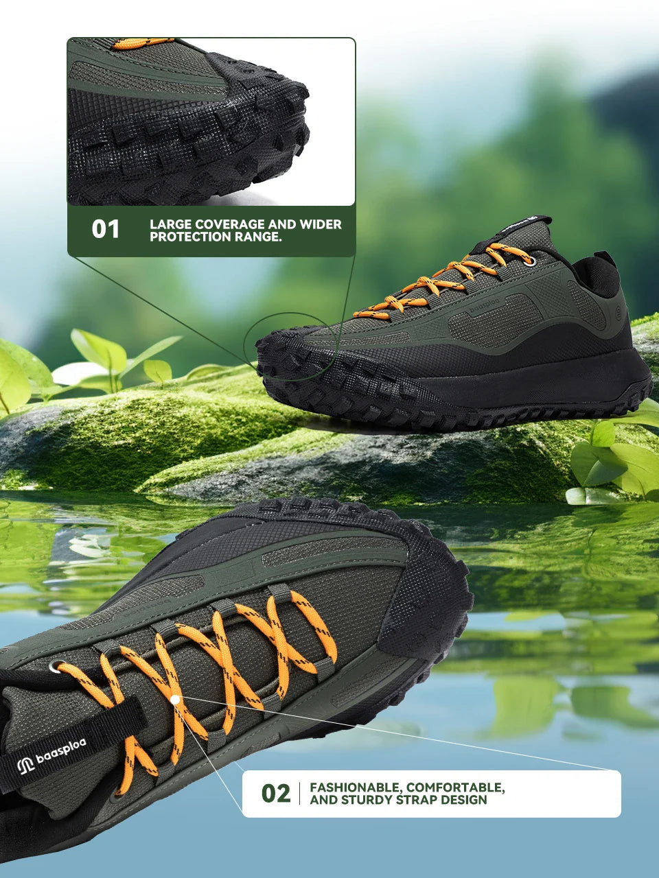 Men Hiking Shoes Outdoor Waterproof Camping Resistant Non Slip Sneakers Male Casual Lightweight Lace-Up Walking Shoes