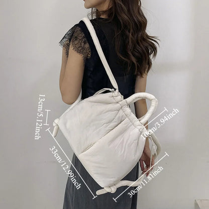 Women's Casual Single-shoulder Bag Large Capacity Nylon Backpack Women's Down Cotton Winter Tote Bag Portable Makeup Handbag