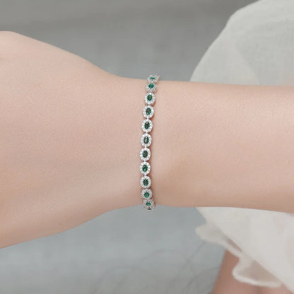 Real 18k White Gold Red Blue Green Moissanite Bracelet for Women Platinum Pt950 Single Row Diamond Simple and Versatile Gift