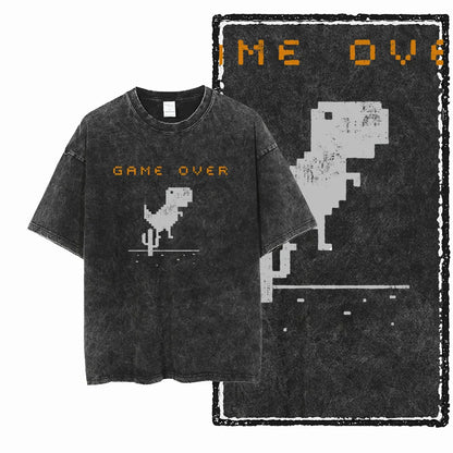 THEME Printed Cotton Acid Washed Exclusive Graphic Unisex T Shirt Cool Streetwear Men Tshirts Big Size Tee for men