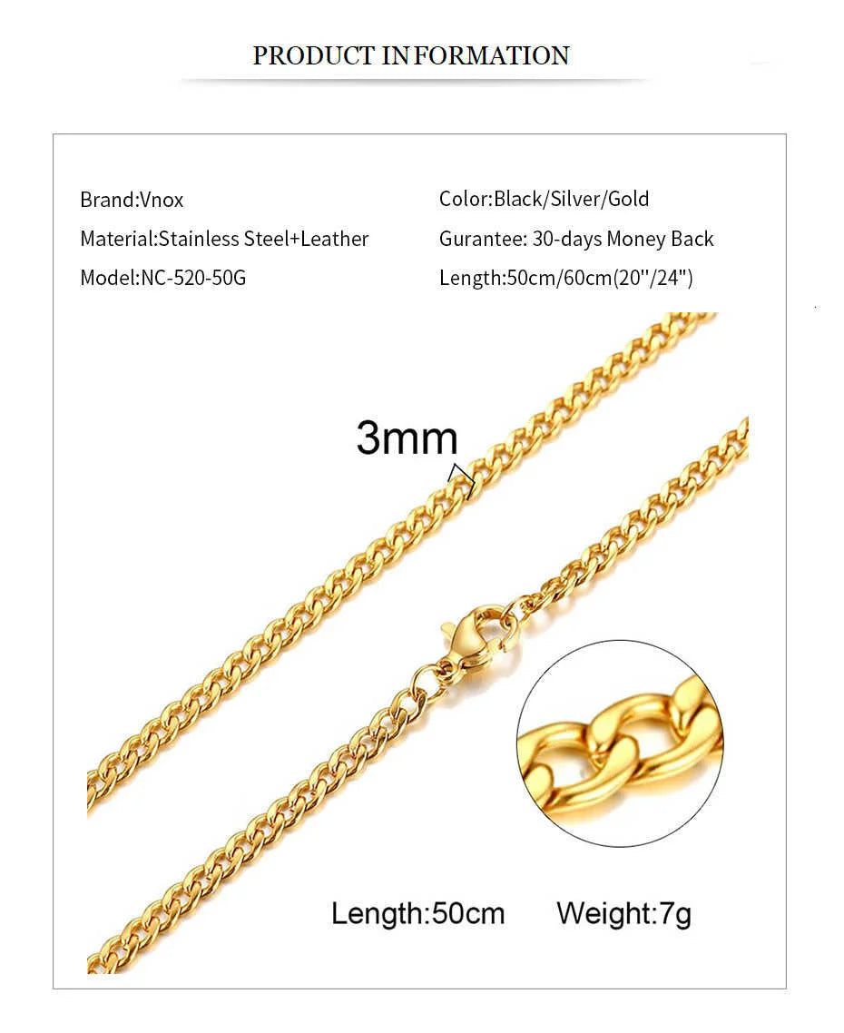 Men's Cuban Link Chain Necklace Stainless Steel Black Gold Color Male Choker colar Jewelry Gifts for Him