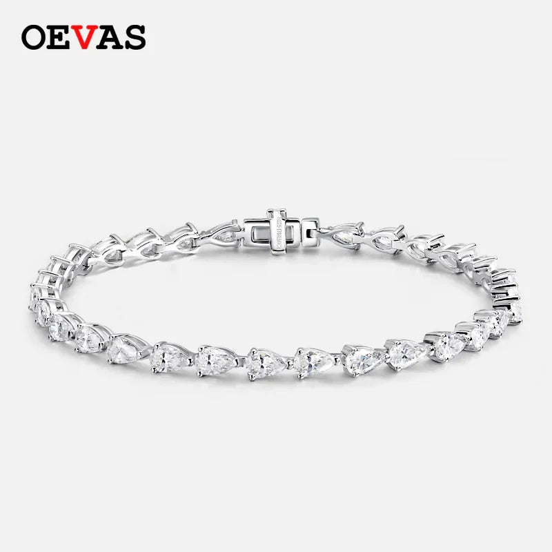 3*5MM D Color Full Water Water Drop Moissanite Bracelet 100% 925 Sterling Silver For Women Party Fine Jewelry