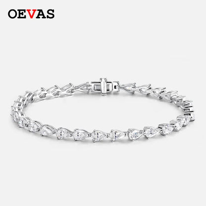 3*5MM D Color Full Water Water Drop Moissanite Bracelet 100% 925 Sterling Silver For Women Party Fine Jewelry