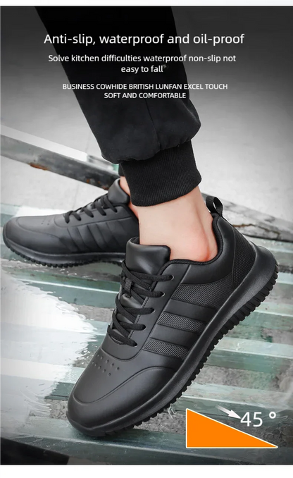 Chef shoes four season soft-sole anti-slip oil-proof waterproof portable kitchen work shoes fashion plus size casual men's shoes