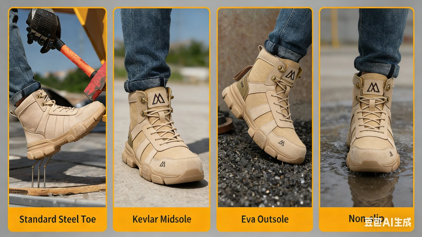 Lightweight Work Boots Indestructible Safety Shoes Men Steel Toe Shoes Puncture-Proof Sneakers Women Work Shoes Tactical Boots ﻿