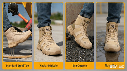 Lightweight Work Boots Indestructible Safety Shoes Men Steel Toe Shoes Puncture-Proof Sneakers Women Work Shoes Tactical Boots ﻿