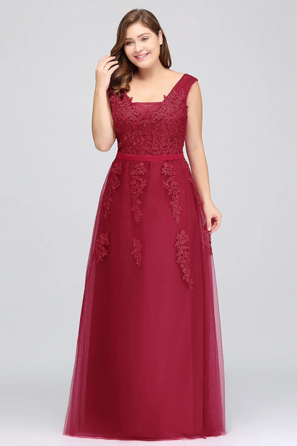 Gorgeous Pearl Pink Evening Dresses Illusion Strap Lace Appliques Square Neck V-Backless Gowns Slim A-Line Maxi Party Prom Dress