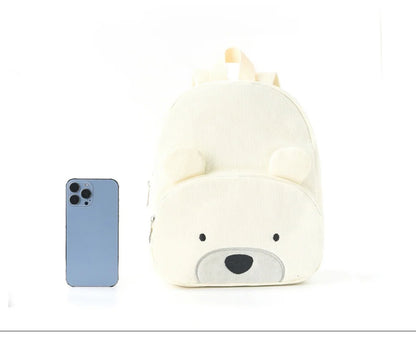Customized Name Toddler Backpack Cartoon Bear Corduroy Large Capacity Backpack Embroidered Name Backpack Plush Bag