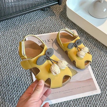 2025 Children Sandals for Girls Summer New Fashion Korean Style Soft Bottom Anti-slippery Versatile Cut-outs Princess Beach Shoe