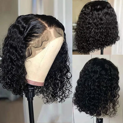 Curly Short Bob Wig 13x4 Lace Front Human Hair Wigs For Women Brazilian HD Lace Frontal Wig Glueless Closure Wig Water Deep Wave