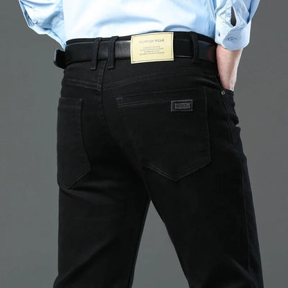 Men's New 92% Cotton Spring Autumn Jeans Stretch Straight Fashion Business Office Trousers Male Casual Plus Size Denim Pants