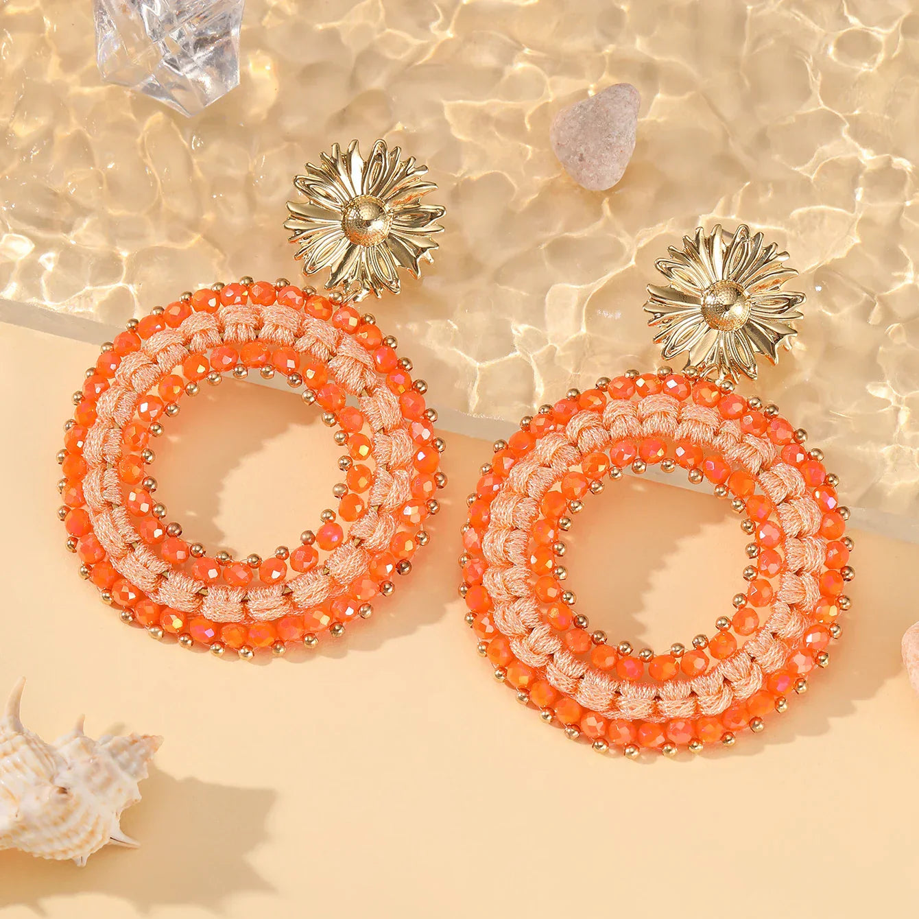Big Water Drop Shape Drop Earrings For Women Colorful Beads Handmade Threading Crystal Long Earrings Jewelry Gift EA144
