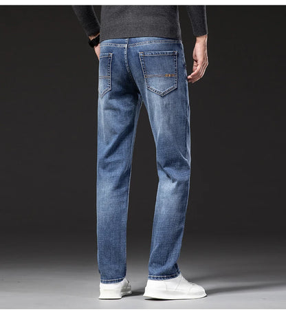 New Autumn and Winter  Plus Size 40 42 44 Men Straight Loose Jeans Business Fashion Denim Stretch Pants Male Brand Trousers