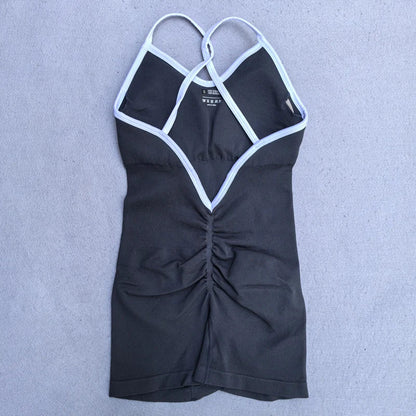 Summer Seamless Yoga Jumpsuit Women Gym Set Spaghetti Strap Leisure Workout Gym Shorts Padded Bra One-piece Fitness Bodysuits