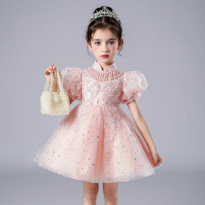 Girl Flower Princess Dress Kids Summer Gown Dresses For 2-10 Years Girls Wedding Birthday Party Clothing Children Pink Costume