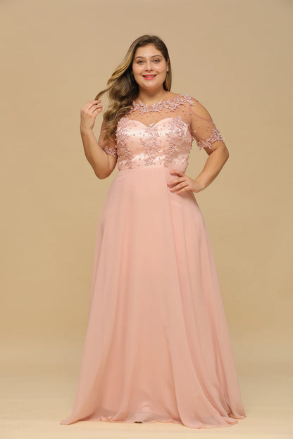 New Burgundy Evening Dresses Illusion Lace Appliques O-Neck Short Sleeve Prom Dress Sheer Back A-Line Long Formal Party Gowns