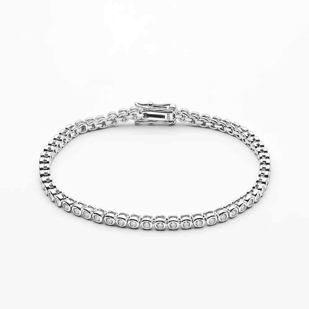 2mm Moissanite Bubble Tennis Bracelet For Women S925 Silver Sparkling Wedding Bracelet Can Pass Diamond Test Fine Jewelry