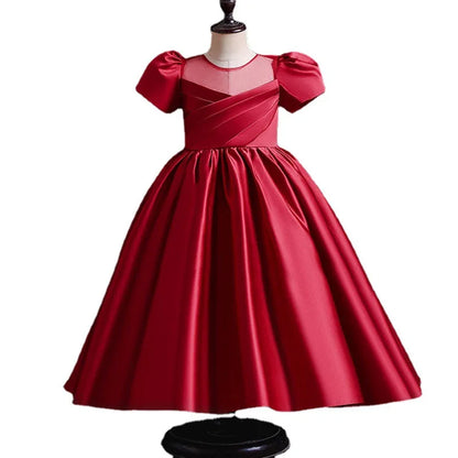 Girls Party Dresses Summer Luxury Elegant Bow Princess Dress Kids Baptism Lace Wedding Vest Birthday Evening Clothes 1-16 Year