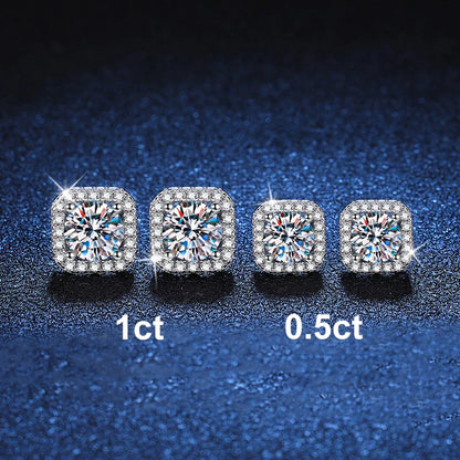 Real 0.5-1 Carat D Color Moissanite Stud Earrings For Women 100% 925 Sterling Silver Sparkling Earring Wedding Jewelry