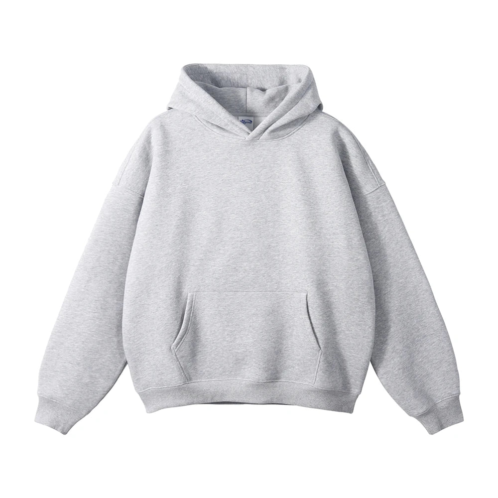 Thick 350gsm Fleece Hooded Hoodies For Men Unisex Winter Oversized Loose Basic Solid Sweatshirts Pullovers Coats HY0631