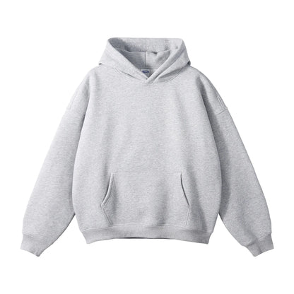 Thick 350gsm Fleece Hooded Hoodies For Men Unisex Winter Oversized Loose Basic Solid Sweatshirts Pullovers Coats HY0631