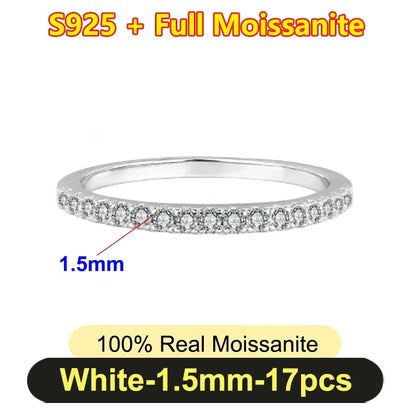 Pretty 1.5mm-5mm Full Moissanite Row Rings for Women S925 Silver Sparkling D color VVS1 Moissanite Diamond Women's Rings Gift