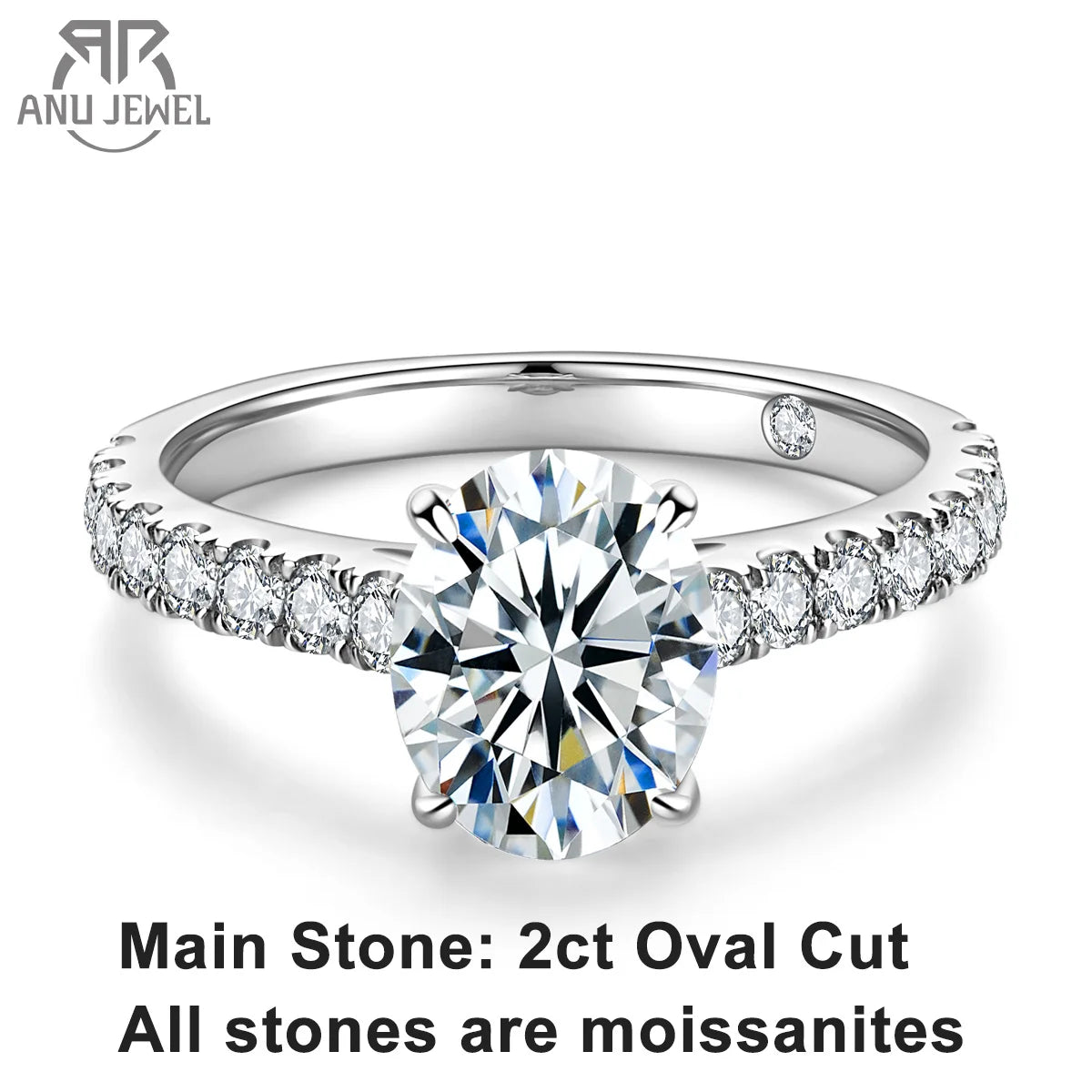 2 Carat Oval Cut D Color Moissanite Ring 18K Gold Plated 925 Sterling Silver Engagement Wedding Rings Wholesale