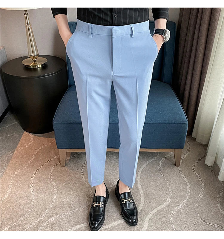 Men Solid Boutique Suits Pants Male Formal Wear Wedding Dress Trousers Quality Men British Style Business Casual Suit Pants 36