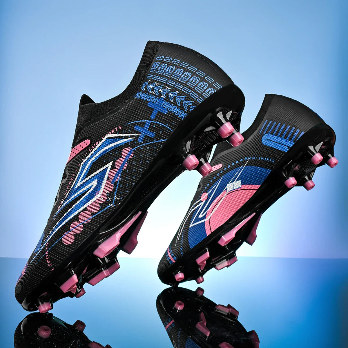AG/FG Soccer Cleats Kids Youth Training Shoes PU Fabric Upper TPU Sole Non-Slip Wear-Resistant Firm Ground