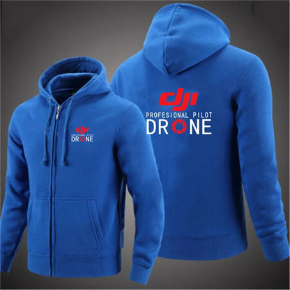 Professional Pilot Drone Autumn Hooded Sweatshirts Men's Hoodie Cardigan Solid Color Classic Jacket Clothing Tops
