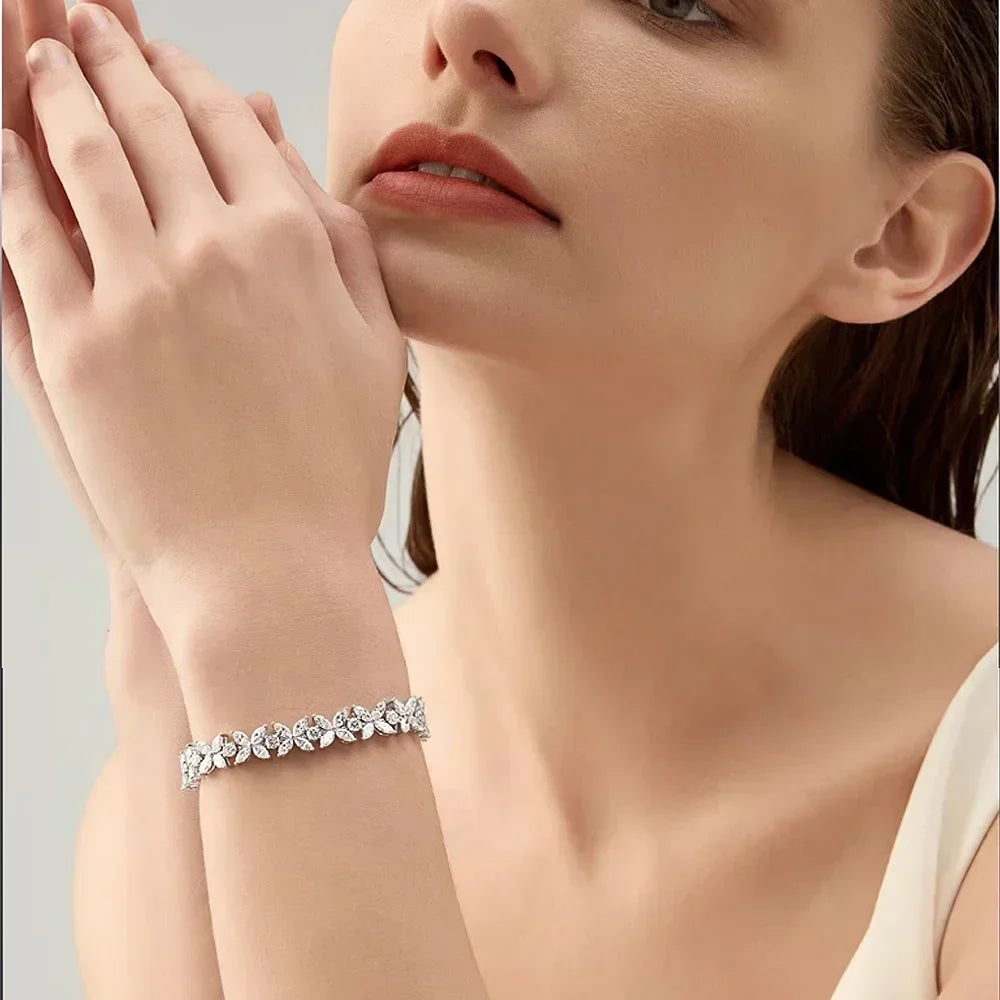 Luxury Butterfly Moissnaite Tennis Bracelets with Certificate /High Carbon Diamond Bracelet for Women 100% S925 Silver Jewelry