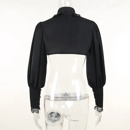 Sleeve Smock High Street Sexy Black Winter Long Sleeve Crop Top Aesthetic Fairy  Blusas Mujer De Moda 2022