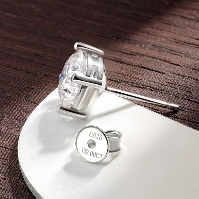 D VVS1 Round Moissanite Earring s925 Sterling Sliver Plated with 18k Gold Earrings for Women Wedding Fine Jewelry Gift