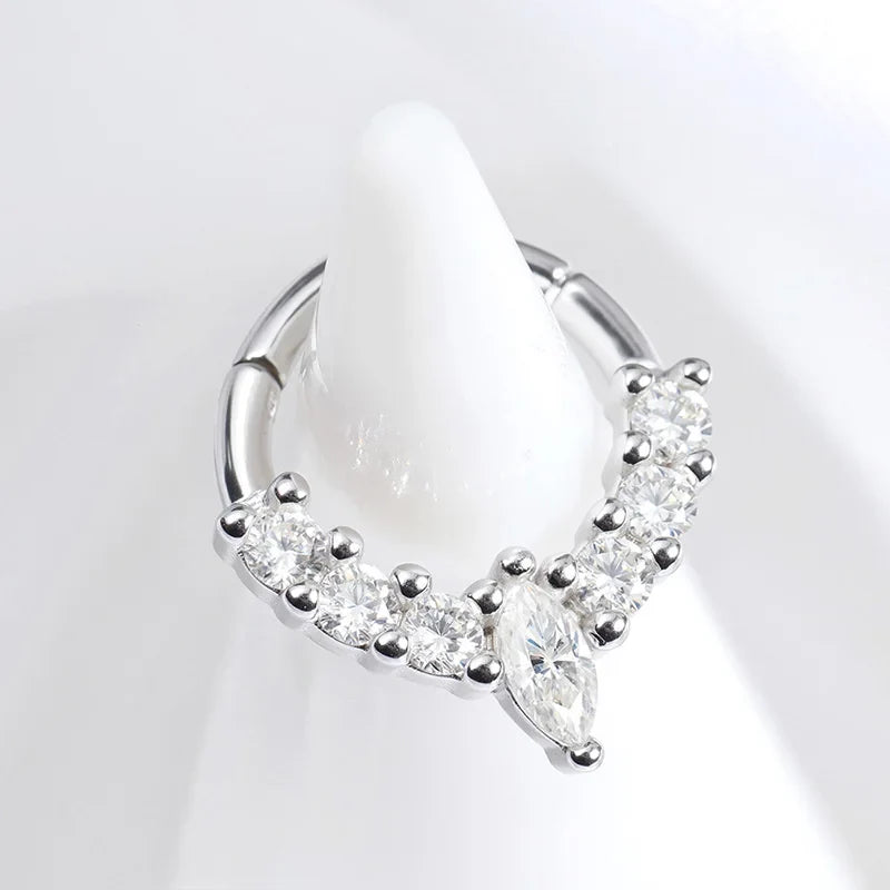 New S925 Piercing Moissanite Hoop Earrings for Women Elegant Piercing Ear Bone Earring Diamond Wedding Party Jewelry Gift