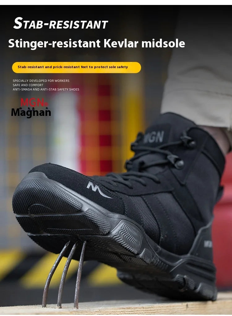 Camouflage Safety Boots Men and Women Work Indestructible Shoes Climbing Steel Toe Protective Boots Anti-puncture Safety Shoes