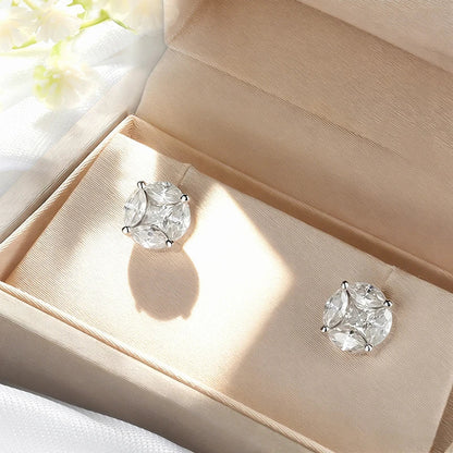 Certified Marquise Cut All Moissanite Stud Earrings for Women Lab Diamond Luxury Ear Jewelry Real S925 Sterling Silver
